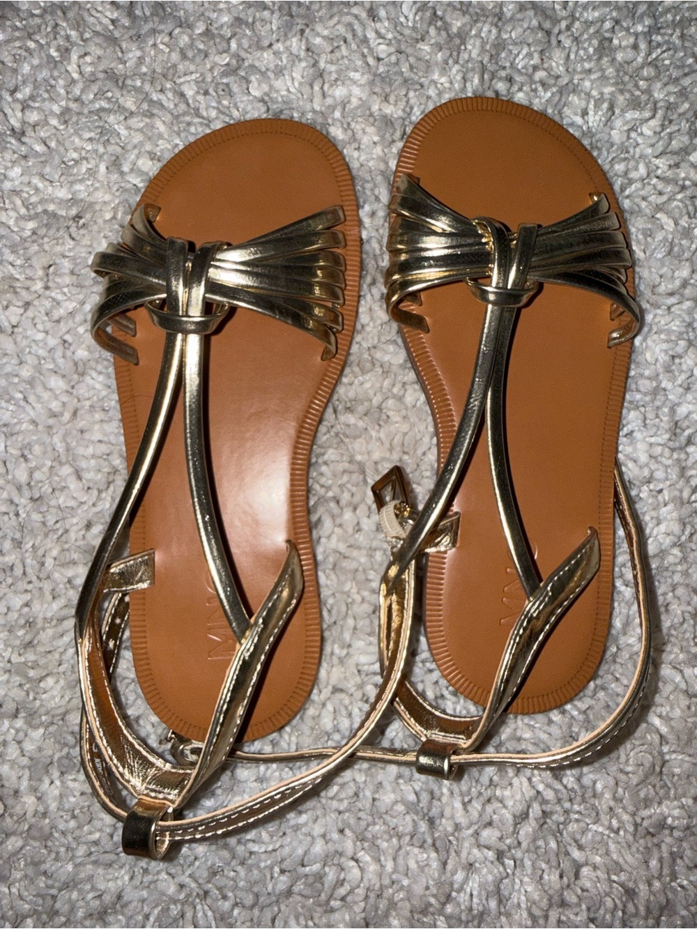 Mango Gold Strappy Flat Sandals -  Kids
